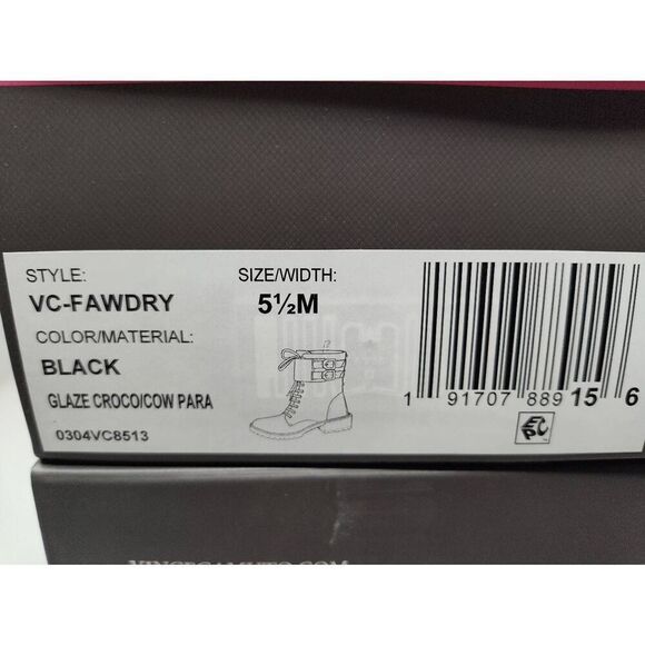 VINCE CAMUTO WOMENS FAWDRY DOUBLE BUCKLE C BLACK GLAZED CROC MOTO BOOTS NIB 5 1/ - Picture 13 of 13